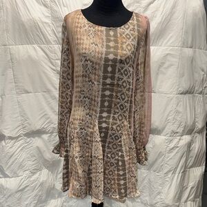 Lulu's Earthy Geometric Long Sleeve Dress